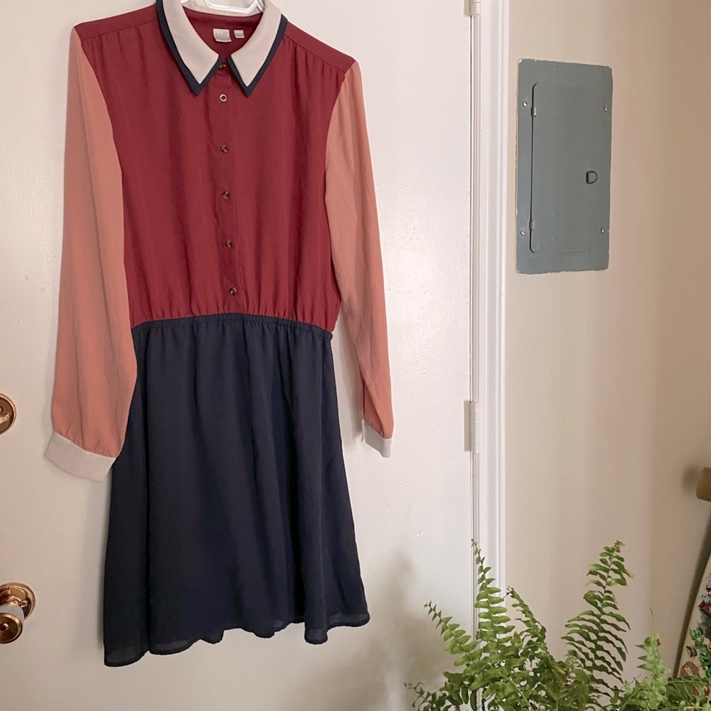 Double Collar Button Up Dress